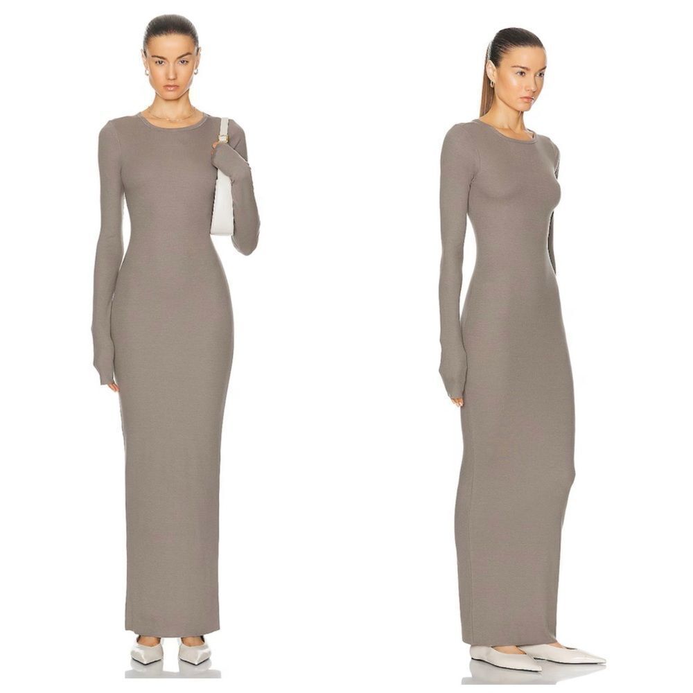 NWT ETERNE Long Sleeve Ribbed Crewneck Maxi Dress